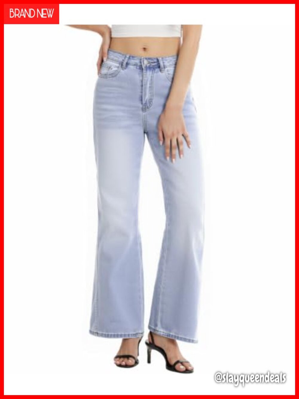 High Waisted Wide Leg Stretchy Denim Jeans Tummy Control Casual Pants